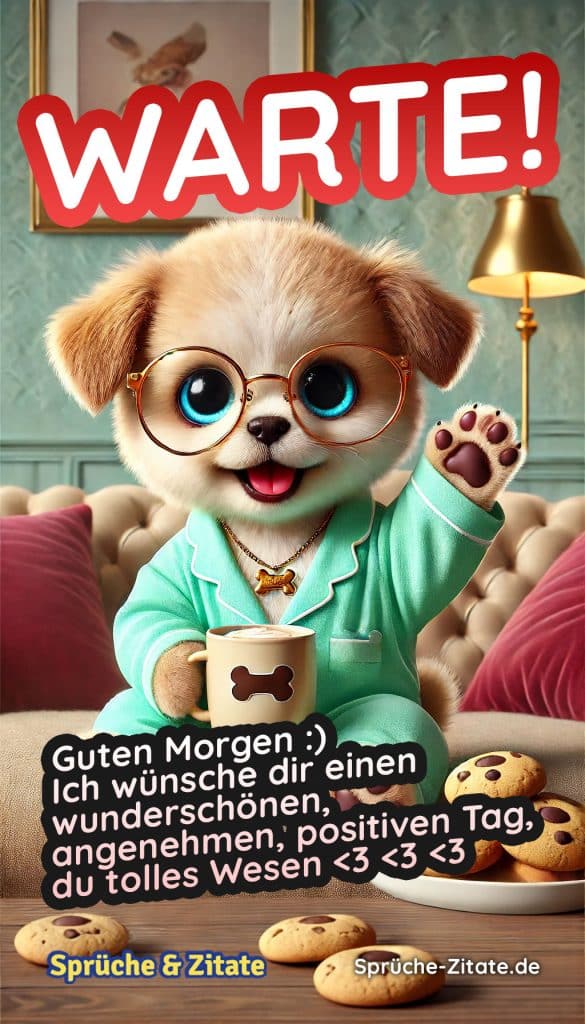 Guten Morgen Bild kostenlos für WhatsApp (mit Hundewelpen)