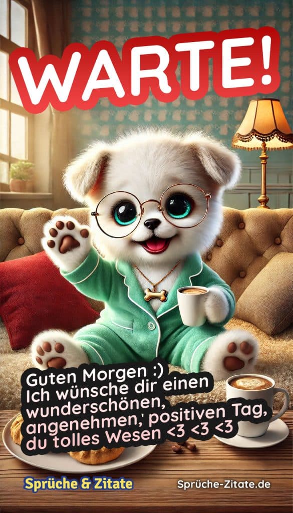 Guten Morgen Hund Welpe lustig süß WhatsApp