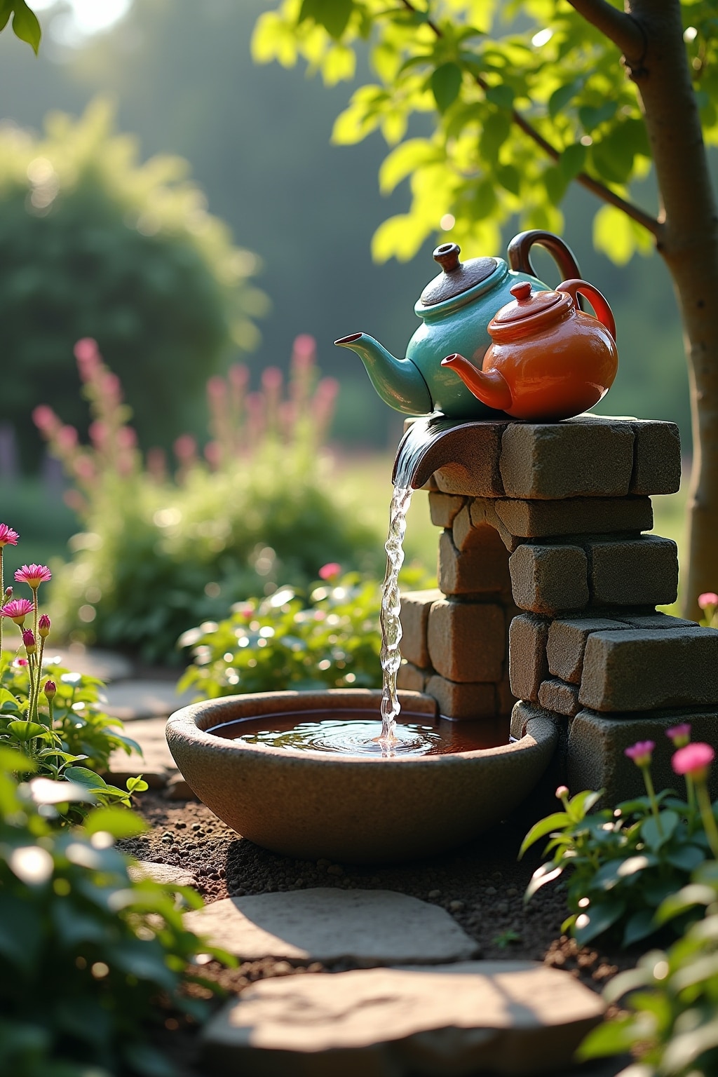 Teekannen Brunnen Ideen für den Garten-Titel